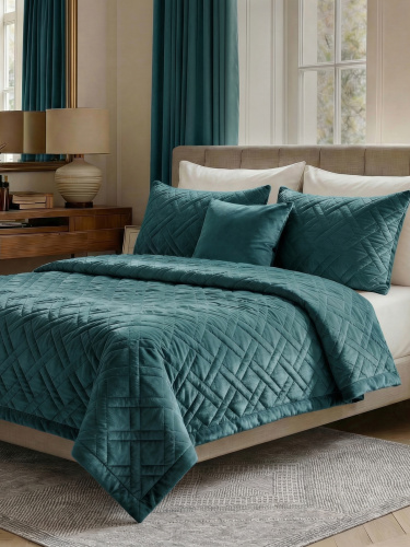 Покрывало NORMA CROSS TEAL 200*220 от DECOR MAGIC