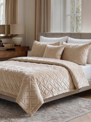 Покрывало NORMA CROSS IVORY 200*220 от DECOR MAGIC